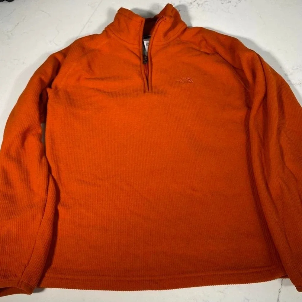 The North‎ Face Burnt Orange Quarter Zip Waffle Fleece Men's Small